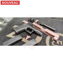 Charger l&#39;image dans la galerie, Full Billau Custom Glock 49 MOS + Gravure Laser + Découpe Laser + Traitement Cerakote Rose Gold + Point Rouge Noblex