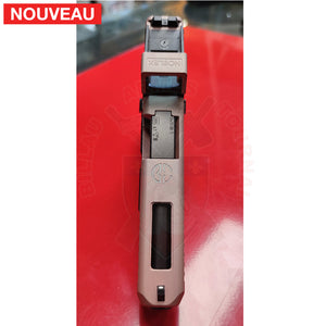 Full Billau Custom Glock 49 MOS + Gravure Laser + Découpe Laser + Traitement Cerakote Rose Gold + Point Rouge Noblex