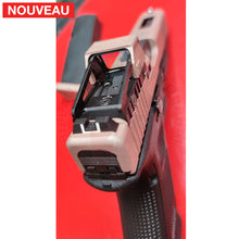 Charger l&#39;image dans la galerie, Full Billau Custom Glock 49 MOS + Gravure Laser + Découpe Laser + Traitement Cerakote Rose Gold + Point Rouge Noblex