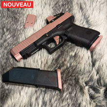 Charger l&#39;image dans la galerie, Full Billau Custom Glock 49 MOS + Gravure Laser + Découpe Laser + Traitement Cerakote Rose Gold + Point Rouge Noblex