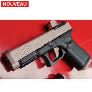 Full Billau Custom Glock 49 MOS + Gravure Laser + Découpe Laser + Traitement Cerakote Rose Gold + Point Rouge Noblex