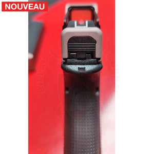 Full Billau Custom Glock 49 MOS + Gravure Laser + Découpe Laser + Traitement Cerakote Rose Gold + Point Rouge Noblex