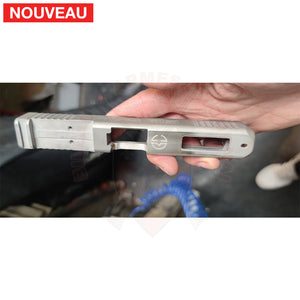 Full Billau Custom Glock 49 MOS + Gravure Laser + Découpe Laser + Traitement Cerakote Rose Gold + Point Rouge Noblex