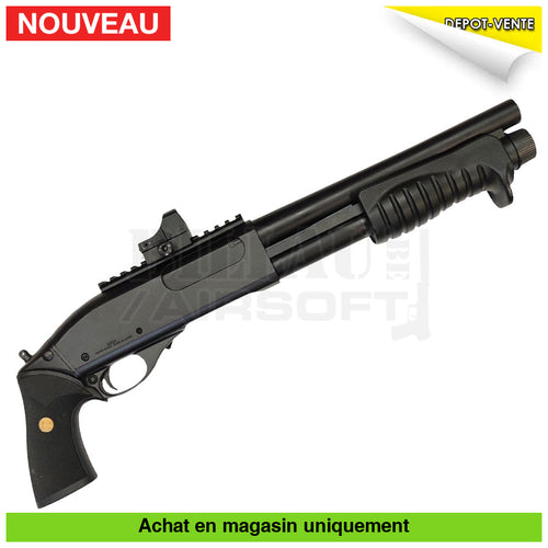 Fusil à pompe airsoft GNB Tokyo Mazrui M870 Breacher + Point rouge + Douilles + Tanks Gaz répliques de pompes airsoft