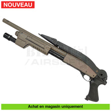 Charger l&#39;image dans la galerie, Fusil à pompe airsoft Spring G&amp;P M870 Shorty Custom Full Métal + Pompe Lampe + Chargeurs (Rare) répliques de pompes