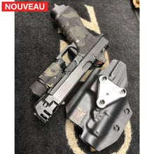 Charger l&#39;image dans la galerie, Glock 17 Gen 4 Billau Custom + Mass Driver Strike Industries + Wrapping Multicam Black + Lampe Tactique Olight Valkyrie