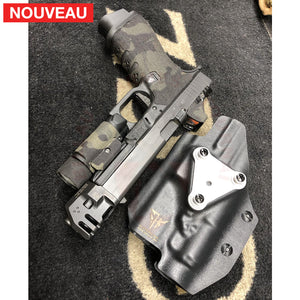 Glock 17 Gen 4 Billau Custom + Mass Driver Strike Industries + Wrapping Multicam Black + Lampe Tactique Olight Valkyrie