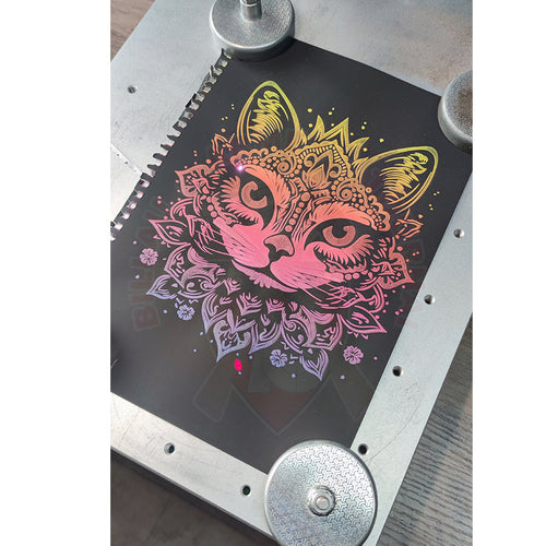 Gravure Laser Chat Mandala Sur Papier Couleur & Découpe