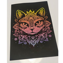 Charger l&#39;image dans la galerie, Gravure Laser Chat Mandala Sur Papier Couleur &amp; Découpe