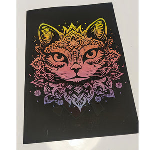 Gravure Laser Chat Mandala Sur Papier Couleur & Découpe
