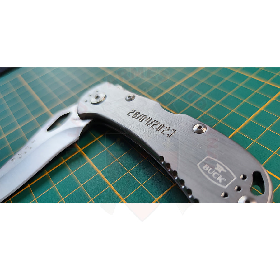 Gravure Laser Date Sur Couteau Buck Spitfire Typo & Découpe