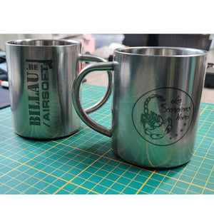 Gravure Laser Mugs Inox Thème Les Scorpions Noirs & Billau Airsoft Découpe