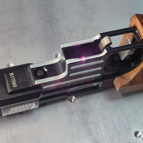 Gravure Laser Rectification Griffes Profondes Sur Pistolet Match Pardini Sp22 & Découpe