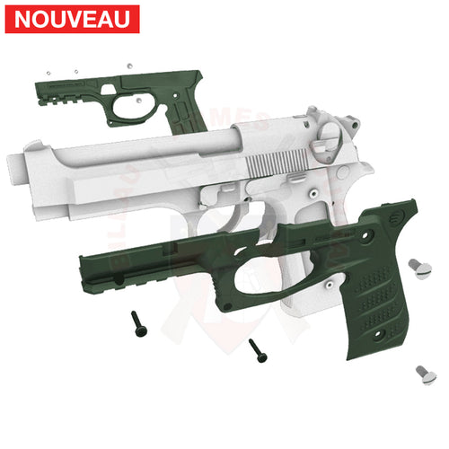 Kit De Conversion Rail Carcasse Pour Beretta 92 Recover Tactical Bc2 Noir Plaquettes