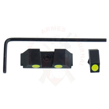 Charger l&#39;image dans la galerie, Kit Hausse et Guidon Alu Inserts Phosphorecents Verts pour Glock Hausses et Guidons