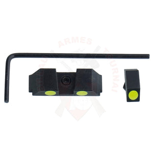 Kit Hausse et Guidon Alu Inserts Phosphorecents Verts pour Glock Hausses et Guidons