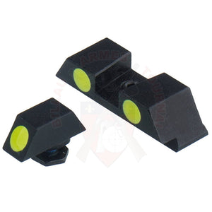 Kit Hausse et Guidon Alu Inserts Phosphorecents Verts pour Glock Hausses et Guidons