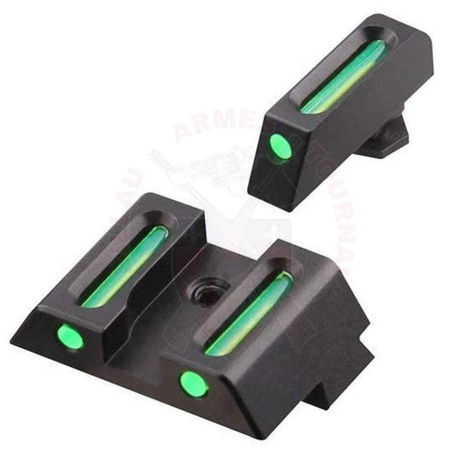 Kit Hausse et Guidon Alu Long Fibres Vertes pour Glock Hausses et Guidons