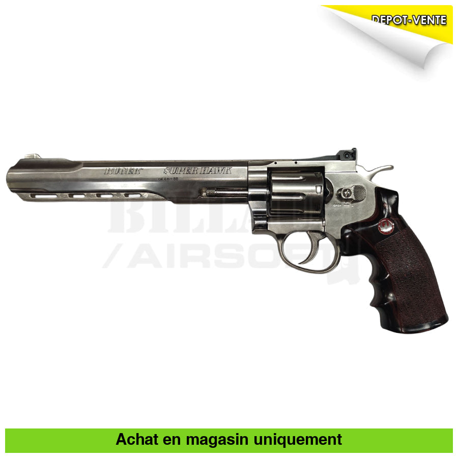 Lot de 2 Revolvers GNB Co2 Ruger Super Hawk 8’’ + Barillets (Le chrome fonctionnel le noir pour pièces) répliques de