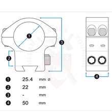 Charger l&#39;image dans la galerie, Montage Lunette UTG 30mm Picatinny High Offset 50mm Montages lunettes