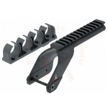 Charger l'image dans la galerie, Montage Picatinny + Porte-Cartouches UTG Pour Fusil à Pompe Mossberg 500 / 590 / Maverick 88 Noir Rails