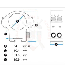 Charger l&#39;image dans la galerie, Paire de Colliers Element 34mm Picatinny Medium Montages lunettes