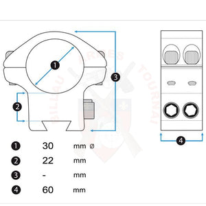 Paire de colliers de montage UTG 1’ Picatinny High Offset 37mm Montages lunettes