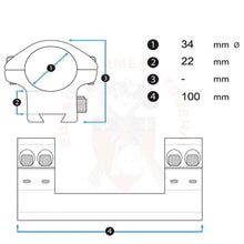 Charger l&#39;image dans la galerie, Paire de colliers de montage UTG 30mm Picatinny High Offset 37mm Montages lunettes