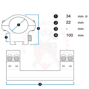 Paire de colliers de montage UTG 30mm Picatinny High Offset 37mm Montages lunettes