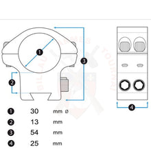 Charger l&#39;image dans la galerie, Paire de Colliers Wheeler 30mm Picatinny High Montages lunettes