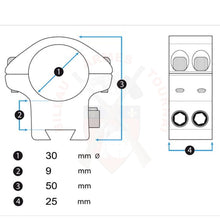 Charger l&#39;image dans la galerie, Paire de Colliers Wheeler 30mm Picatinny Medium Montages lunettes
