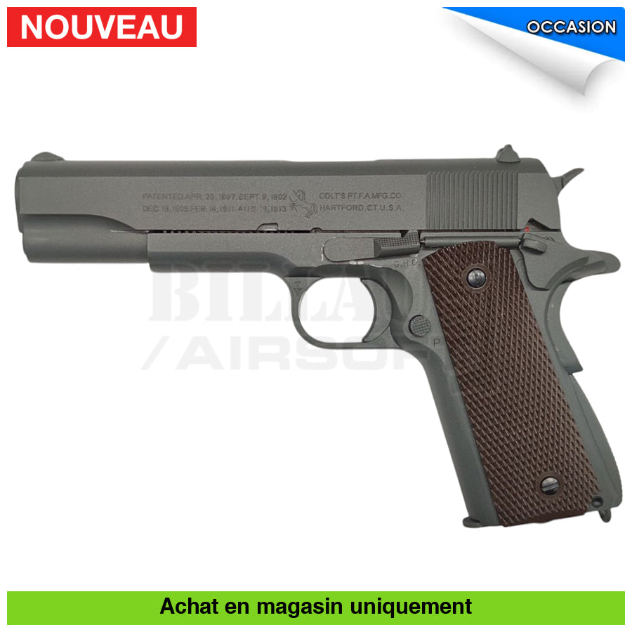 Pistolet GBB Co2 Colt 1911 A1 100th Anniversary Parkerized Full Métal répliques de poing airsoft GBB Co2