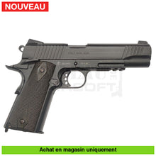 Charger l&#39;image dans la galerie, Pistolet GBB Co2 Colt 1911 Railgun Noir + Holster + Chargeurs + Lunettes répliques de poing airsoft GBB Co2