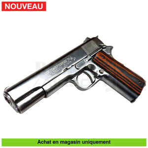 Pistolet Gbb Colt 45 Series 70 Chrome Full Métal Plaquettes Bois Répliques De Poing Airsoft