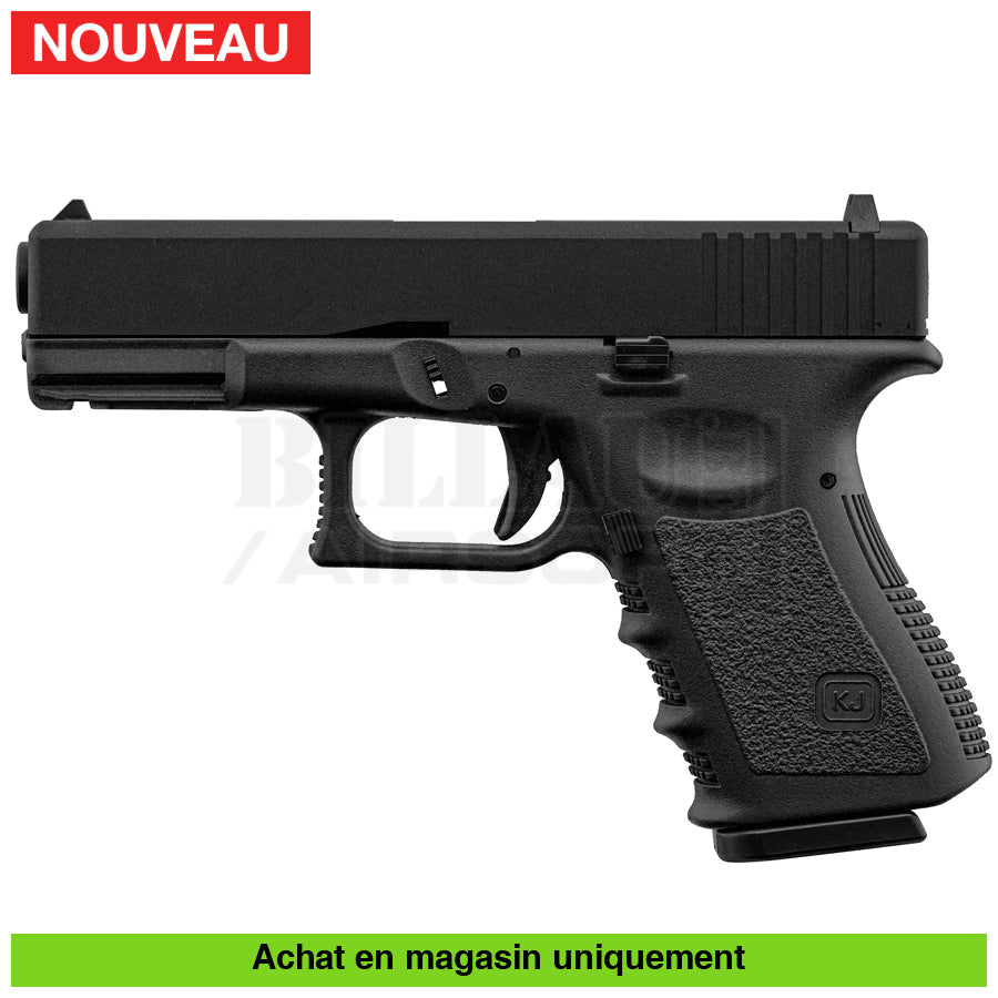 Pistolet Gbb Kj Glock 19 (Kp-23) Full Métal Noir Répliques De Poing Airsoft