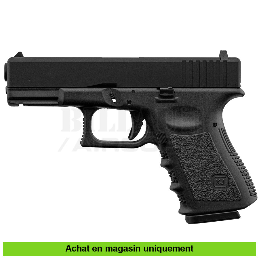 Pistolet Gbb Kj Glock 19 (Kp-23) Full Métal Noir Répliques De Poing Airsoft