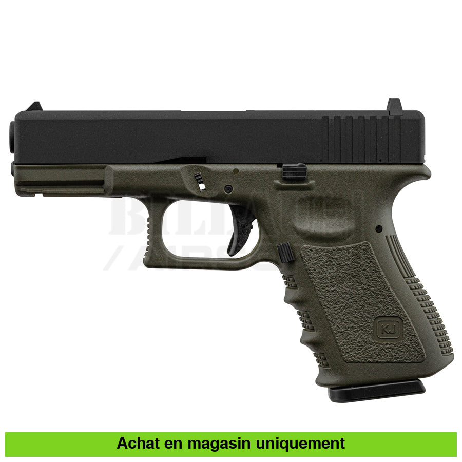 Pistolet Gbb Kj Glock 19 (Kp-23) Full Métal Od Répliques De Poing Airsoft