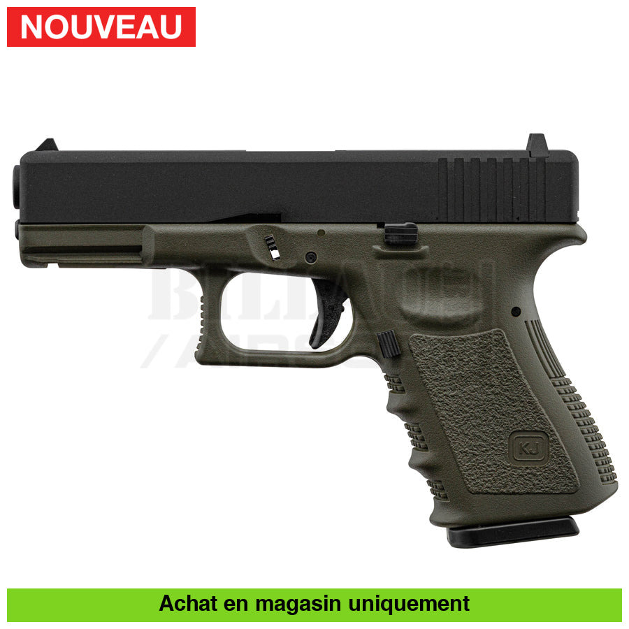 Pistolet Gbb Kj Glock 19 (Kp-23) Full Métal Od Répliques De Poing Airsoft