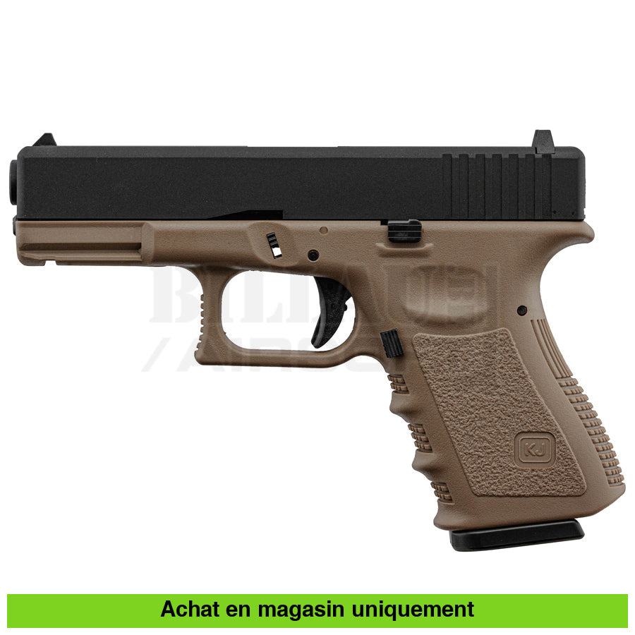 Pistolet Gbb Kj Glock 19 (Kp-23) Full Métal Tan Répliques De Poing Airsoft