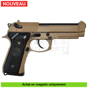 Pistolet GBB KJ Taurus PT92 Tan Full Métal + Holster + Chargeur + Mallette répliques de poing airsoft GBB