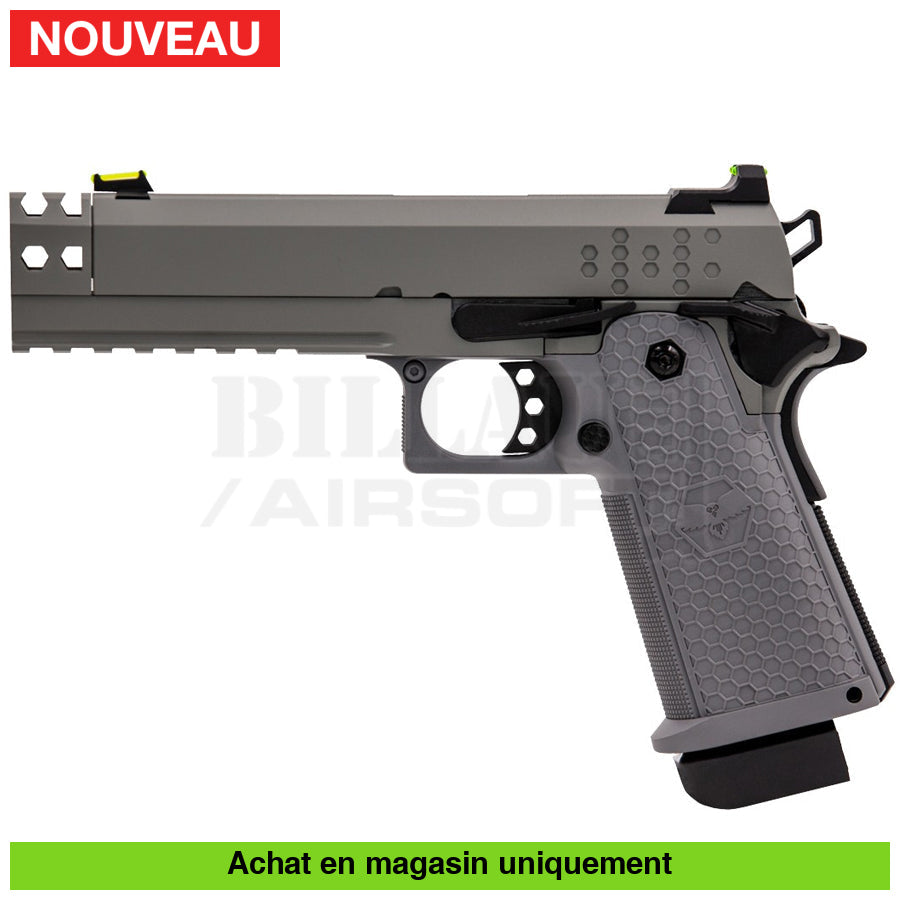 Pistolet Gbb Raven Hi Capa Hex Comp Full Métal Gris Répliques De Poing Airsoft