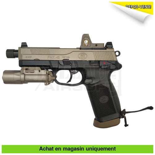 Pistolet GBB VFC FNX Custom + Point rouge type RMR + Lampe type Surefire + Chargeurs +... répliques de poing airsoft GBB