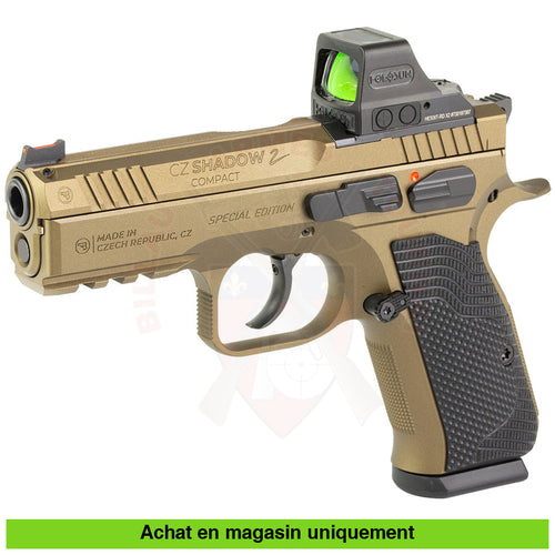 Pistolet semi-auto CZ Shadow 2 Compact Optic Ready 9mm Para Limited Edition Cerakote Burnt Bronze + Point Rouge Holosun