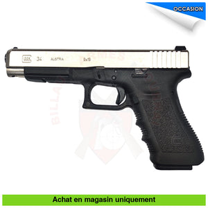 Pistolet Semi - Auto Glock 34 Gen 3 Custom Nickelé Cal. 9Mm Para (Rare!) Armes De Poing À Feu