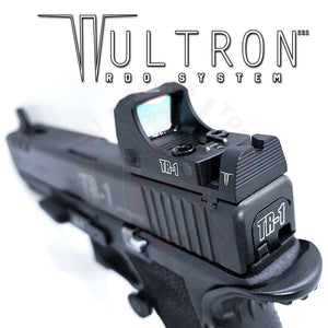 Plaque de Montage Point Rouge + Hausse et Guidon Co-Witness TR-1 Upgrade Wultron RDO System pour Glock Montages lunettes