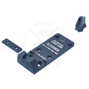 Plaque de Montage Point Rouge + Hausse et Guidon Co-Witness TR-1 Upgrade Wultron RDO System pour Glock Montages lunettes