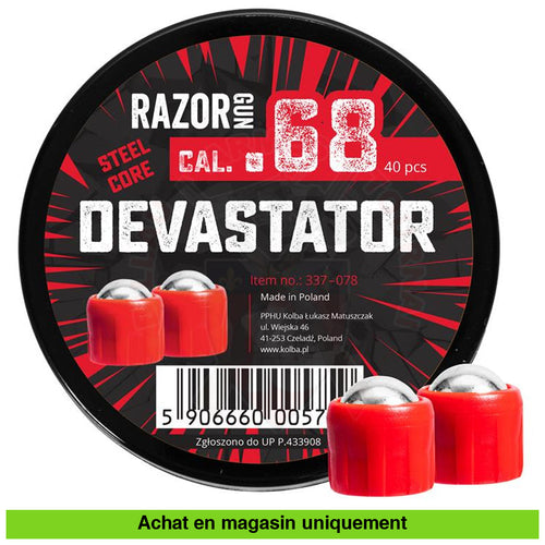 Pot De 40 Billes Razor Gun Devastator Cal.68 Billes Réutilisables