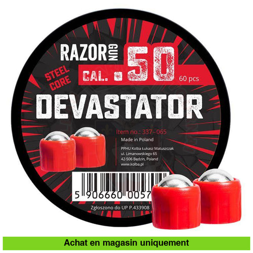 Pot De 60 Billes Razor Gun Devastator Cal.50 Billes Réutilisables