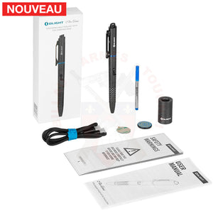 Stylo Tactique Olight O’Pen Glow Noir + Lampe + Laser Vert Stylos Tactiques