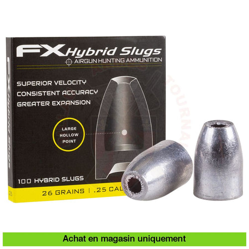 Boite De 100 Plombs Fx Hybrid Slugs 6.35Mm 26 3Gr Plombs 5.5Mm (.22)